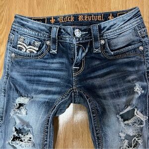 Rock Revival Ripped Denim Jeans - Blue
